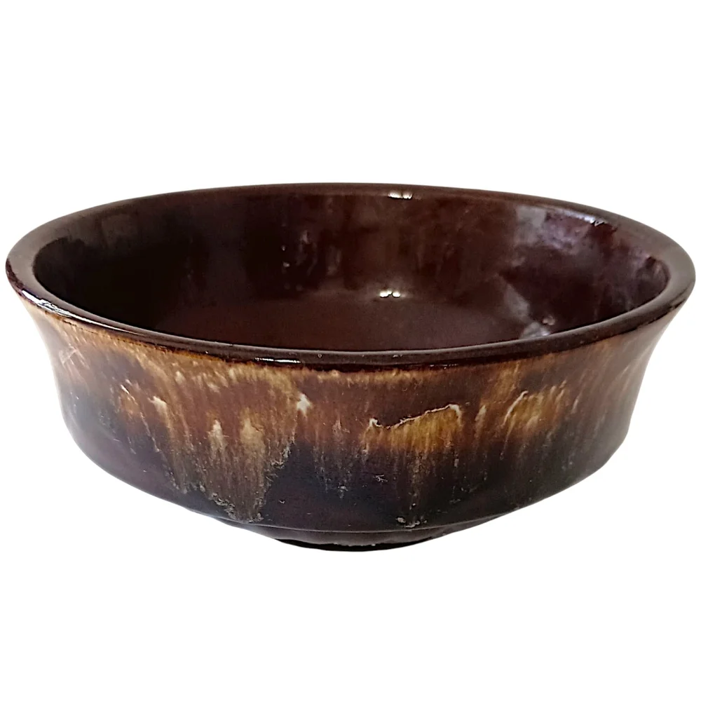 Roseville Robinson Ransbottom Bowl Brown Drip Glaze Mixing Pottery‎ USA Vintage
